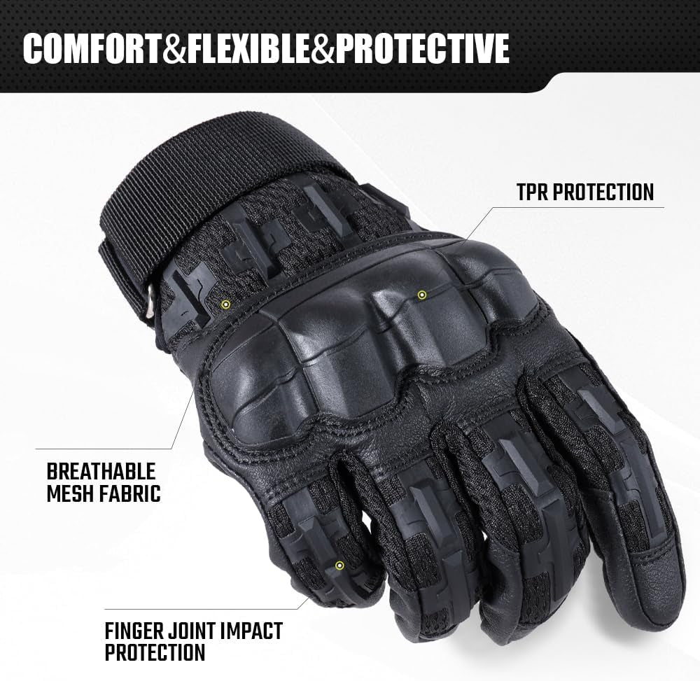 Gant Tactique, Gants De Moto, Gants À Écran Tactile Plein Doigt Pour La Course De VTT, Escalade, Chasse, Motocross, Airsoft, Paintball Et Autres Sports De Plein Air