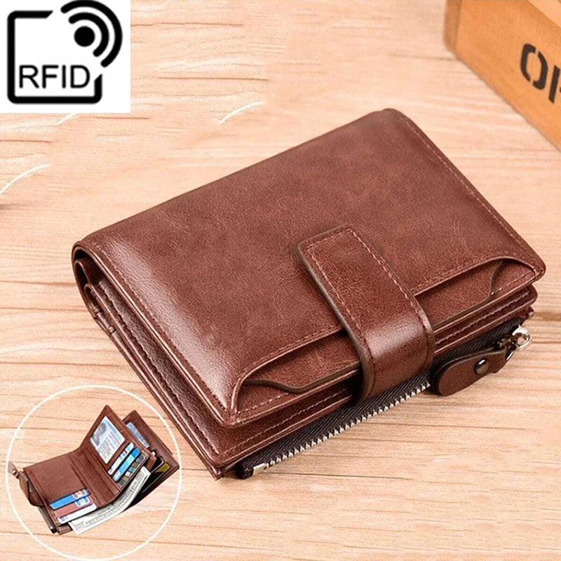Porte-Carte Porte-Monnaie RFID Antivol  en cuir